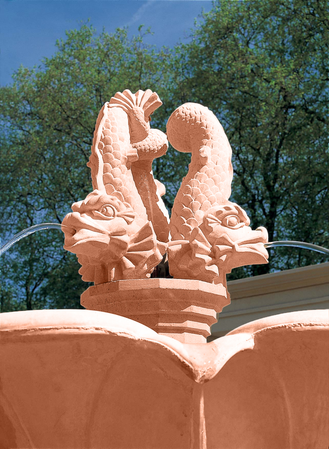 Triple Dolphin Fountain - Terracotta