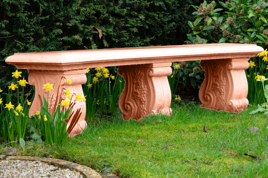 Scrolled Curved Bench - Farbe Terracotta