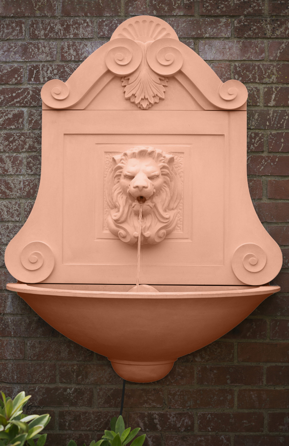 Lion Wall Bowl Fountain - Farbe Terracotta