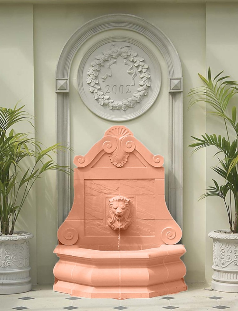 Dauphin Fountain mit Löwenkopf - Farbe Terracotta