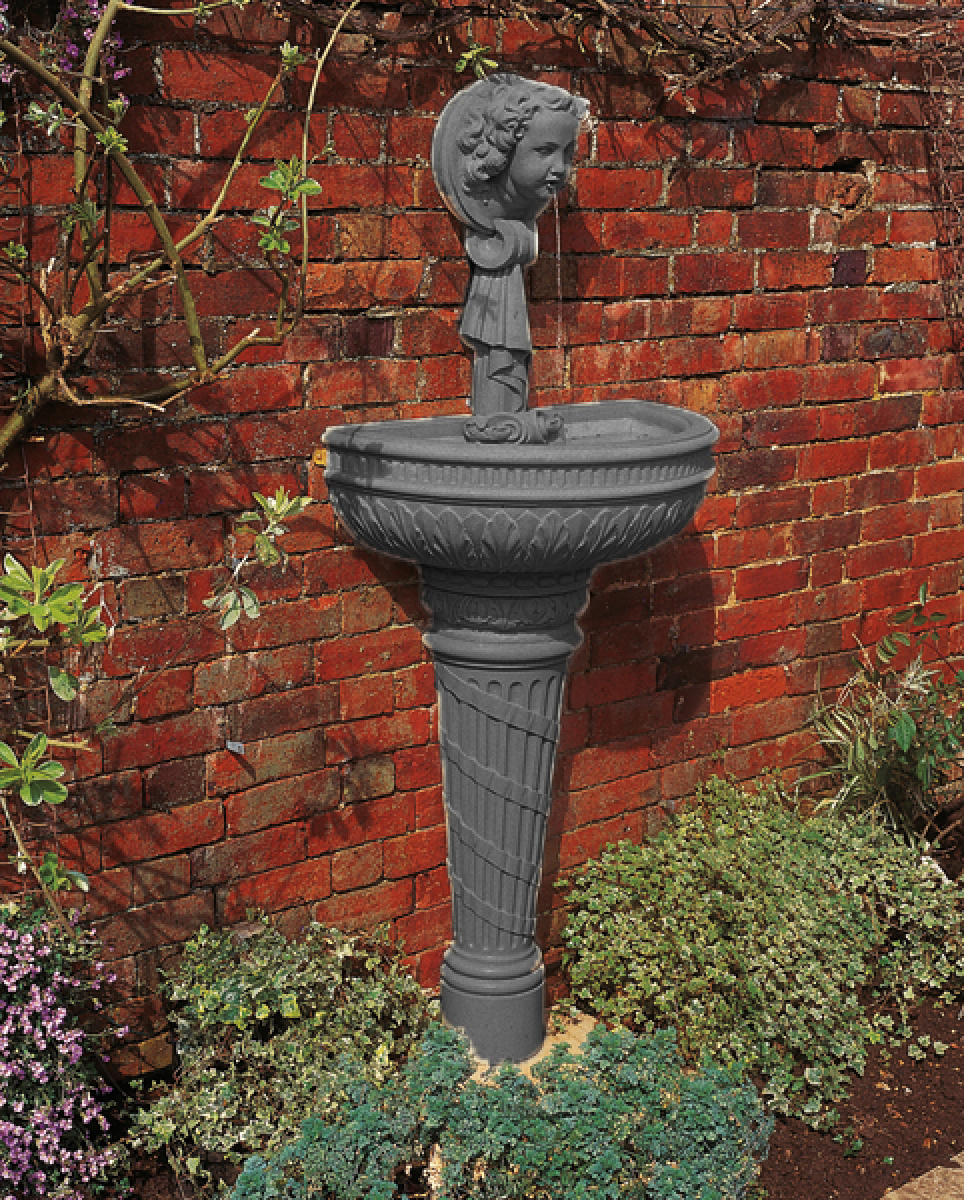 Haddonstone Wall Fountain auf Säule - Farbe Slate