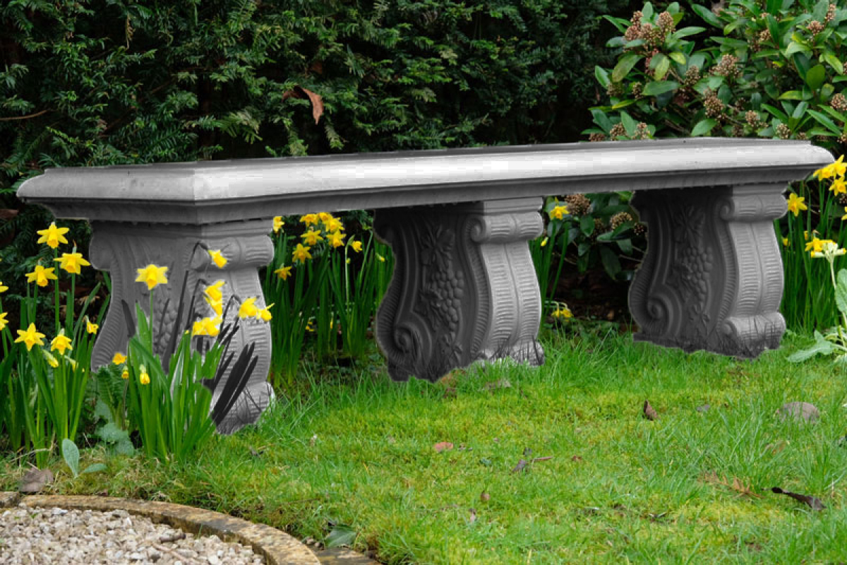 Scrolled Curved Bench - Farbe Slate