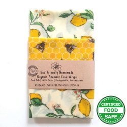 Sandwich Beeswax Wraps Set Lemony Bees